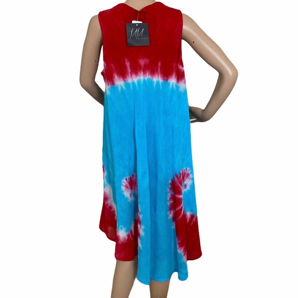 😳SALE😳 MM Collection Women’s Dress Blue Print Rayon - Picture 2 of 7